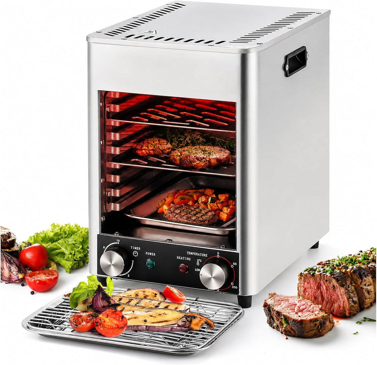 MIAOXIAOLONG Grills électriques d'extérieur, NPJ-003, 1700 W, 1700w, Acier inoxydable 201, Gris argenté, Broileur À Steaks Électrique