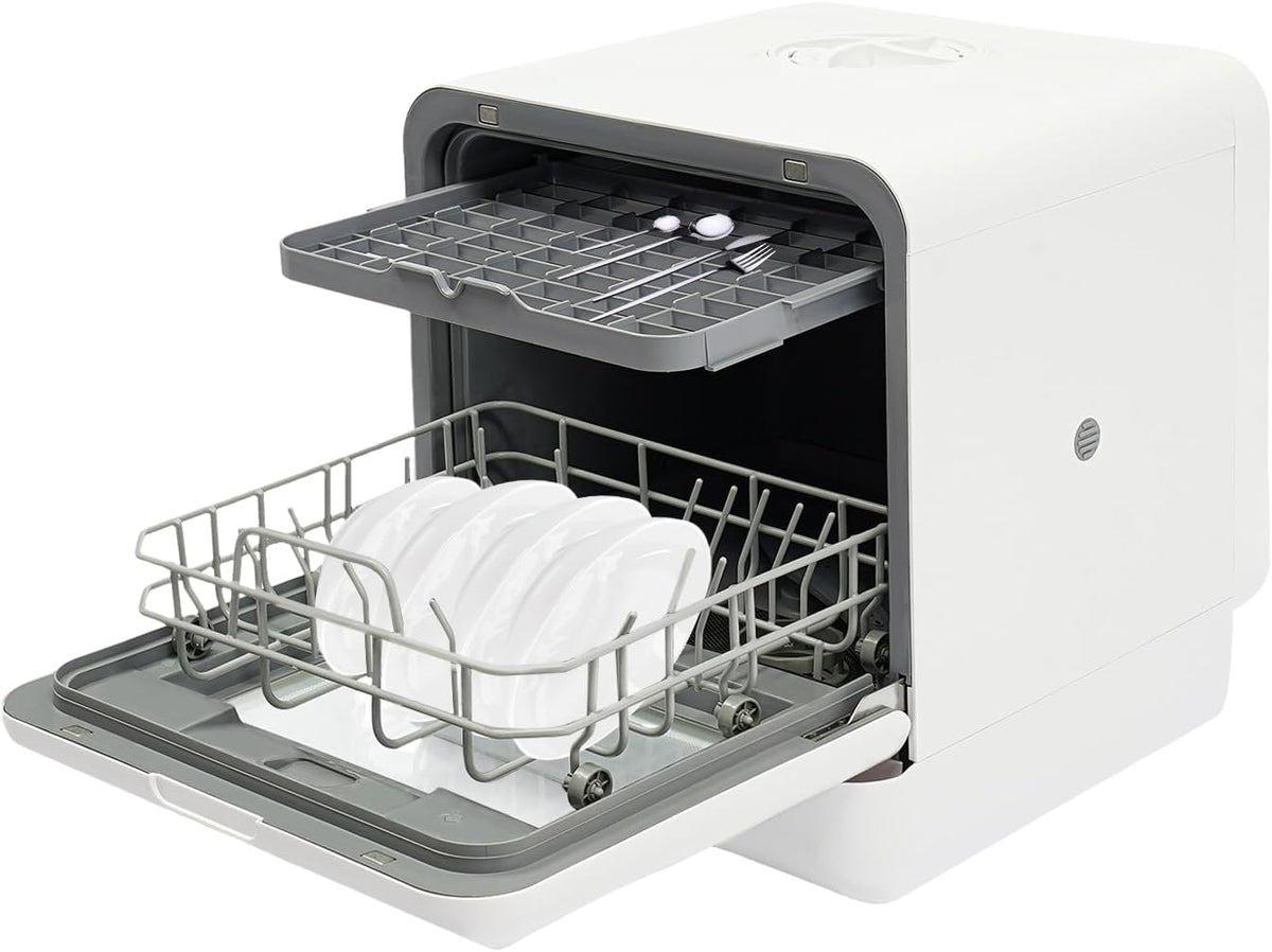 QRANSEUYXY Lave-vaisselles compacts, QLK-T18, 41 x 46 x 46 cm, 1100 W, 220 V-240 V, 50Hz, 52 dB, blanc., Lave-vaisselle de table 1100 W