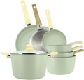 MENASTYL batterie de cuisine, Noir, 3 casseroles, 1 faitout - Gamme Colorama - Céladon - 6014167